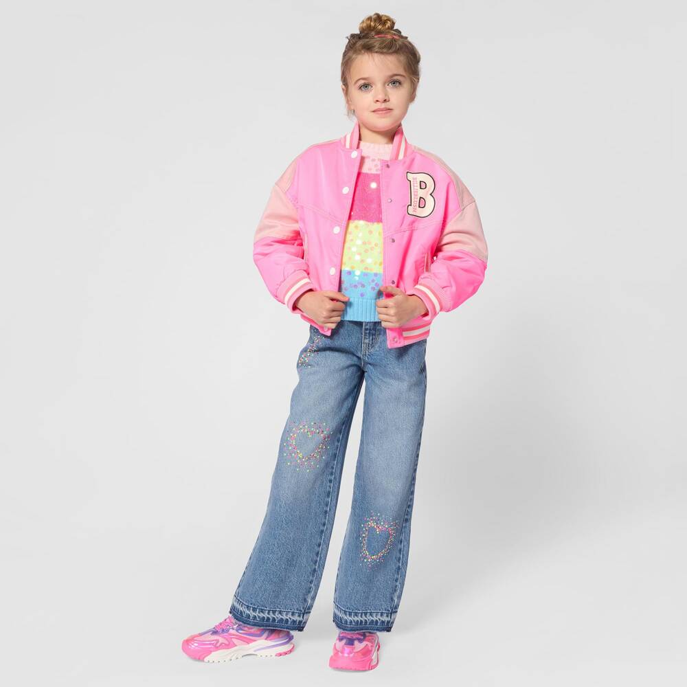 Billieblush Girls Colour Block Sequin Knit Jumper