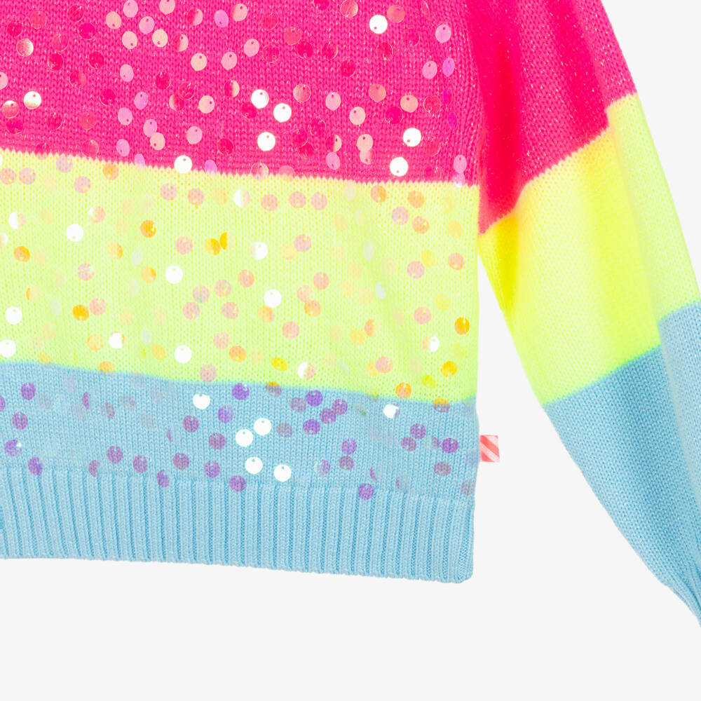 Billieblush Girls Colour Block Sequin Knit Jumper