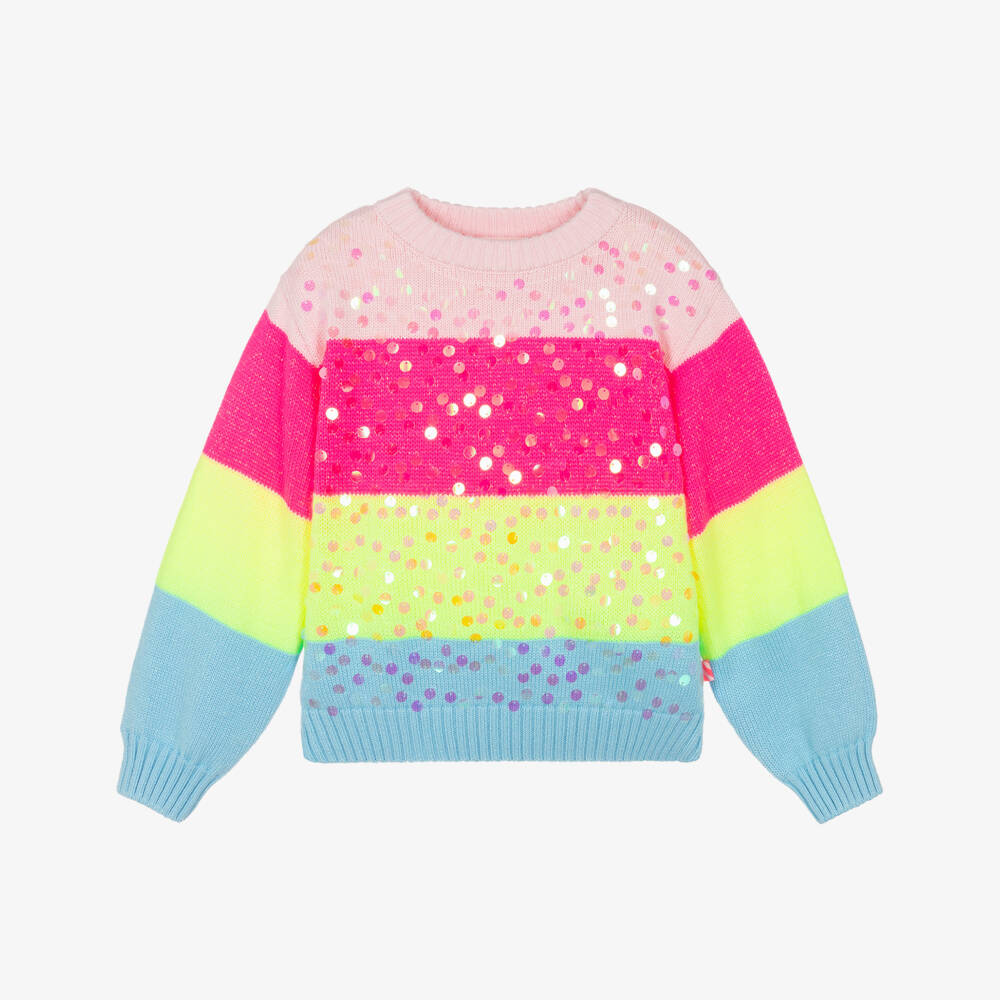 Billieblush Girls Colour Block Sequin Knit Jumper