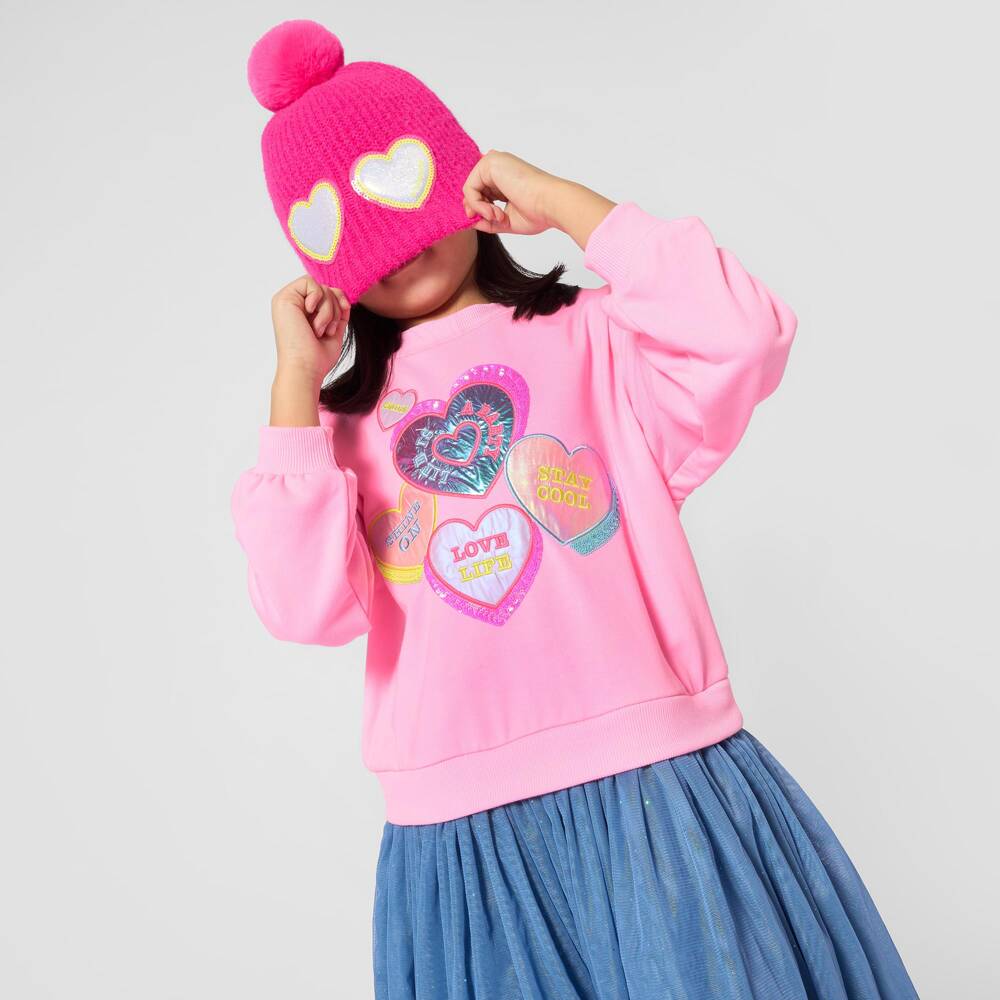 Billieblush Girls Pink Sweatshirt Dress With Tulle Skirt.