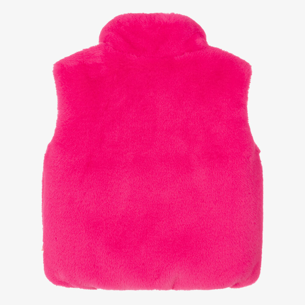 Billieblush Girls Neon Pink Faux Fur Gilet