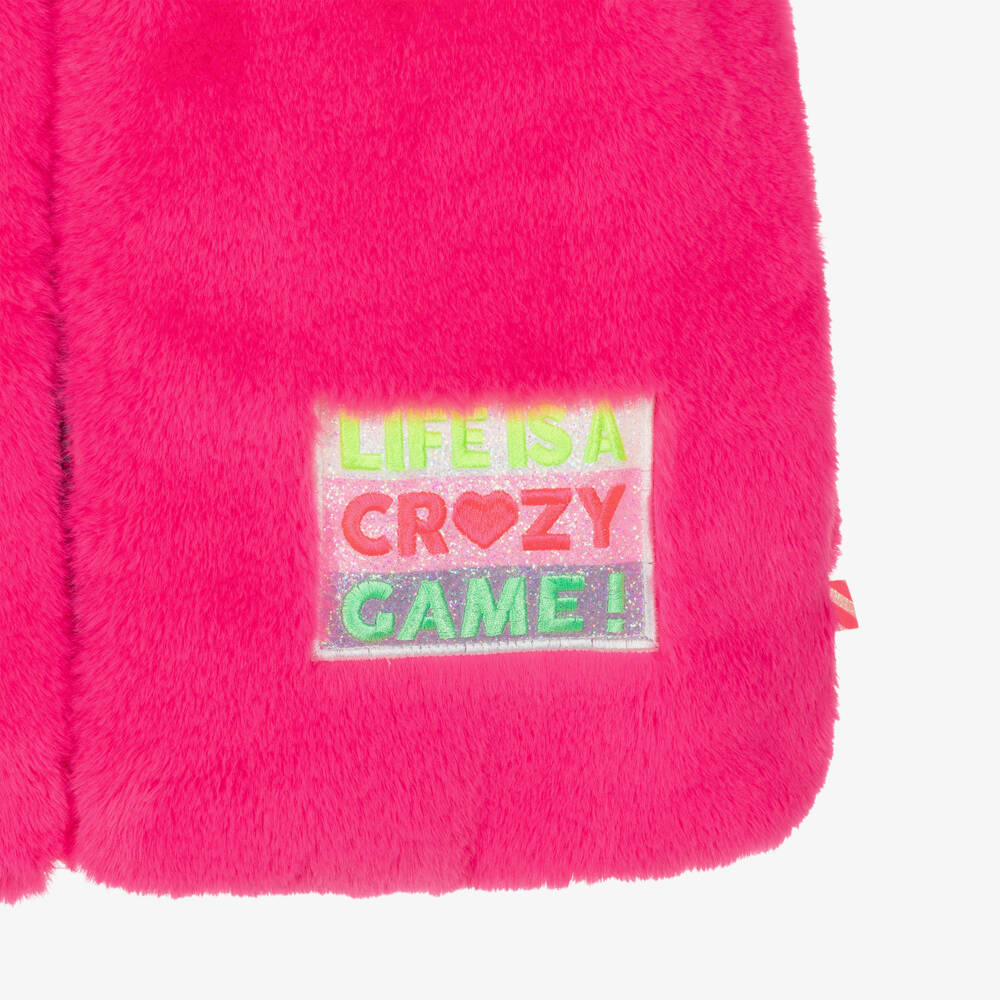 Billieblush Girls Neon Pink Faux Fur Gilet