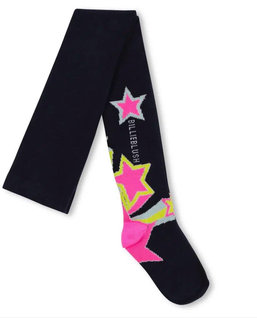 Billieblush Girls Navy Star Knit Tights