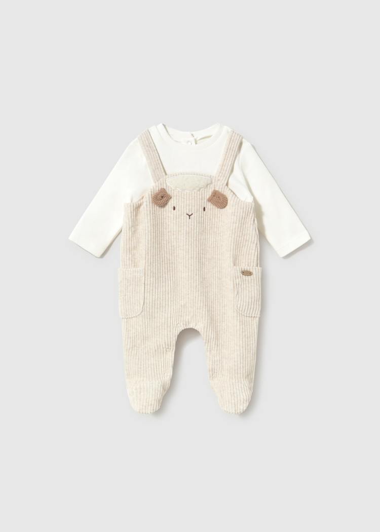 Mayoral Baby Boy Beige Sheep Dungaree Outfit