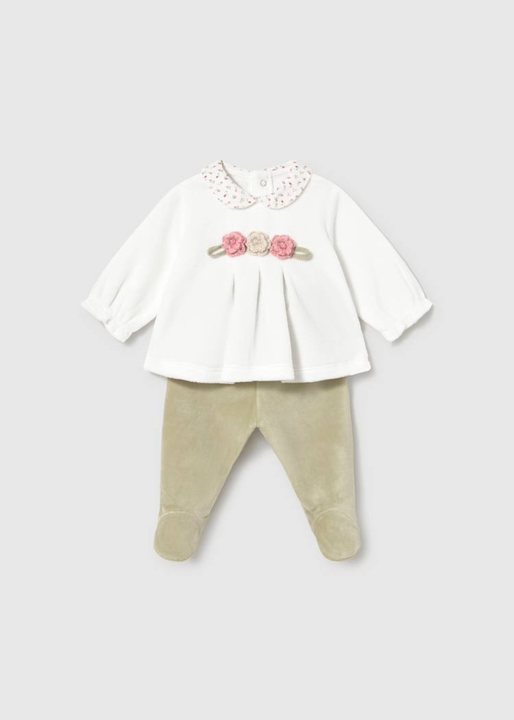 Mayoral Baby Girl Sage Green Velour Outfit