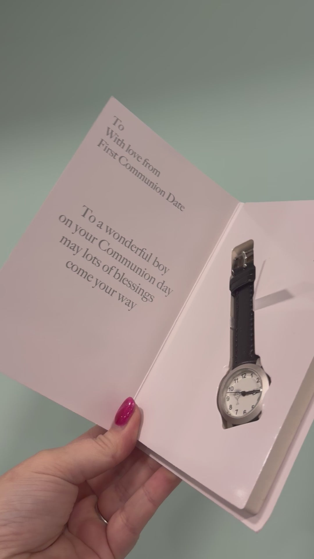 Load video: Personalised First Holy Communion Watch- Boys/Girls