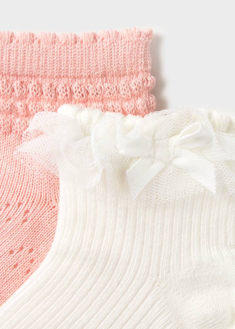 Mayoral Girls Pink And Ivory Socks.